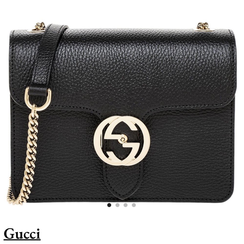 Authentic Gucci Interlocking G Crossbody Bag with Gold Chain